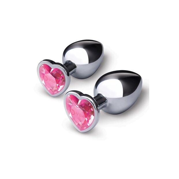 B-Vibe Jewel Heart Metal Butt Plug Training Set