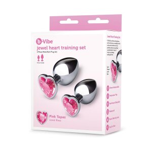 B-Vibe Jewel Heart Metal Butt Plug Training Set