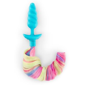 B-Vibe plug licorne avec queue multicolore 3,8 cm