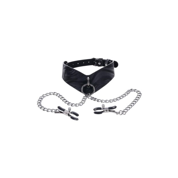 Sportsheets Velvet Noir Collar & Removable Clamps