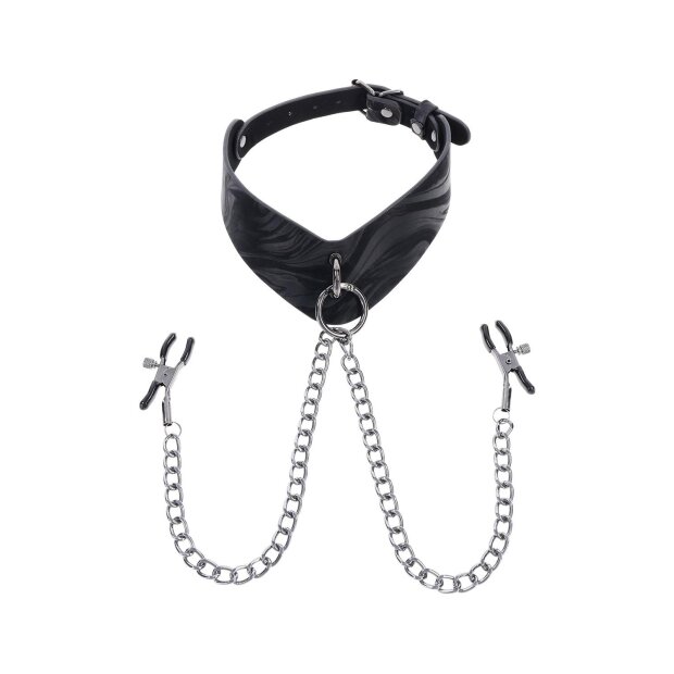 Sportsheets Velvet Noir Collar & Removable Clamps