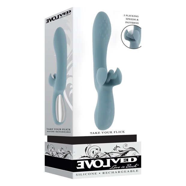 Evolved Take Your Flick Rabbit Vibrator Blau 24,2 cm