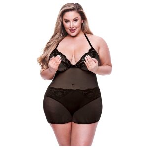 Baci 2-teiliges Set aus Chemise und Panty Schwarz Queen Size