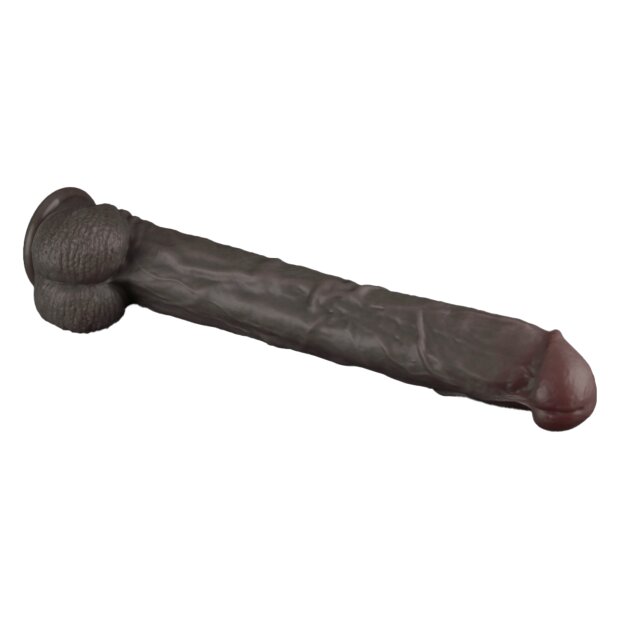 LoveToy Nature Cock Dual Layered Bendable Dildo Schwarz 37,5 cm Ø 6 cm