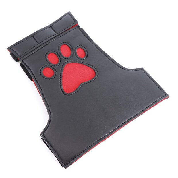 Kinky Puppy Dog Paw Gloves Black Red