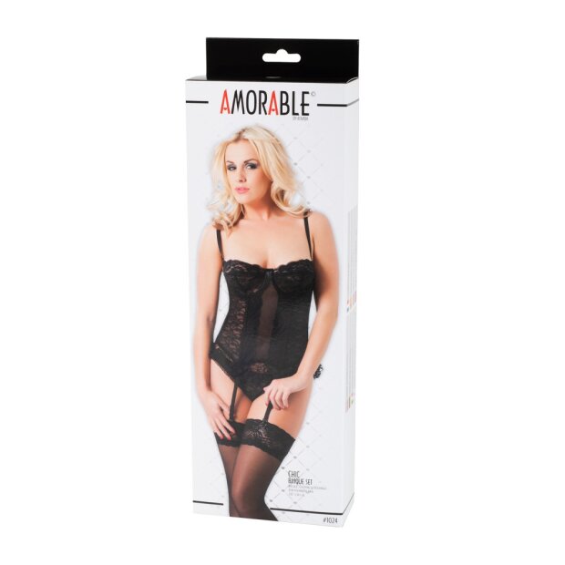 Amorable by Rimba - Basque Set 3 teilig Schwarz S - XL