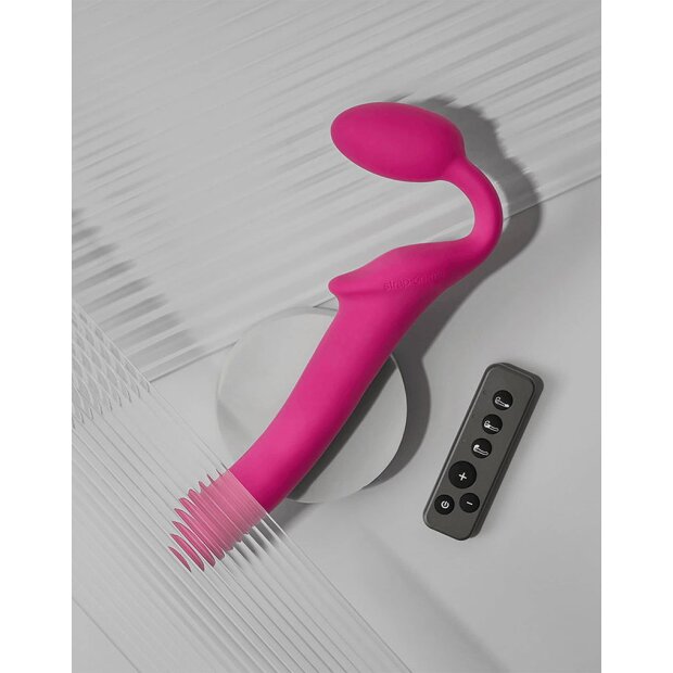 Strap-On-Me vibromasseur strap-on flexible avec télécommande rose 18 cm