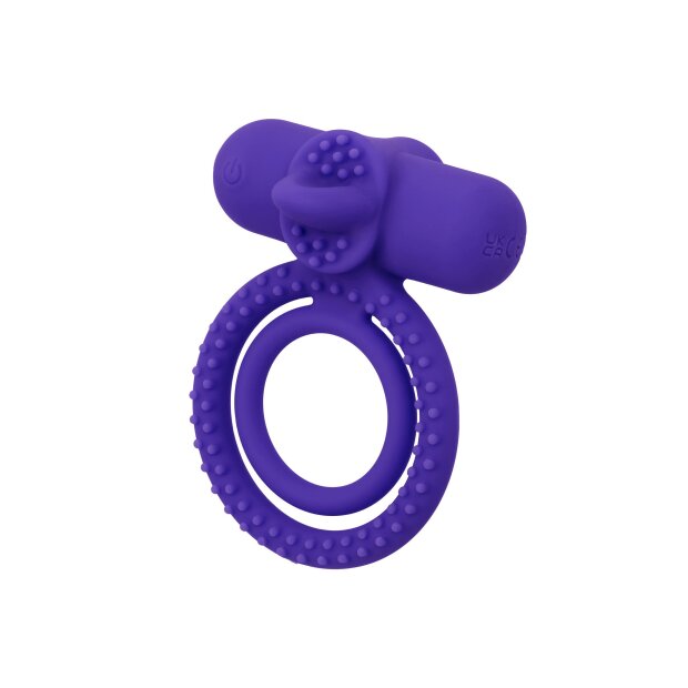 CalExotics Dual Climaxer Anneau Pénien Rechargeable avec Stimulation Clitoridienne Violet Ø 3,3 cm