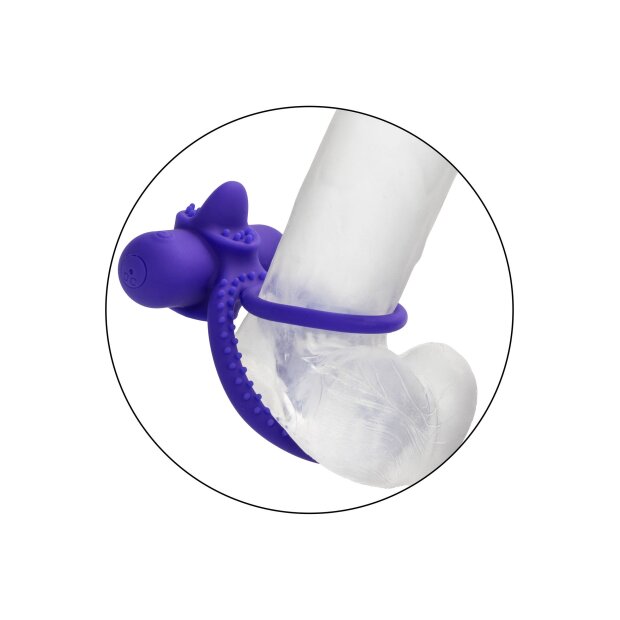 CalExotics Dual Climaxer Anneau Pénien Rechargeable avec Stimulation Clitoridienne Violet Ø 3,3 cm