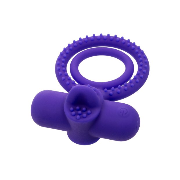 CalExotics Dual Climaxer Anneau Pénien Rechargeable avec Stimulation Clitoridienne Violet Ø 3,3 cm