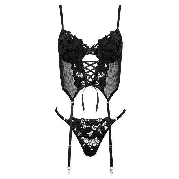KOTEK Corset And Thong CO103 Black L/XL