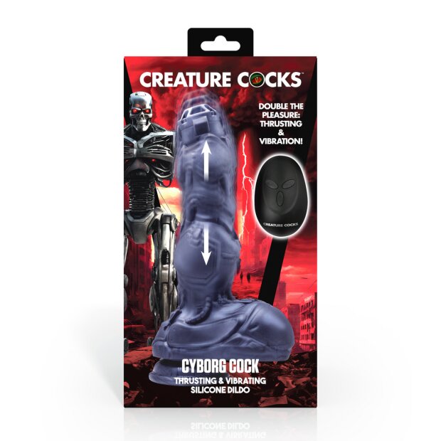 XR Brands Cyborg Cock Thrusting and Vibrating Silicone Dildo
