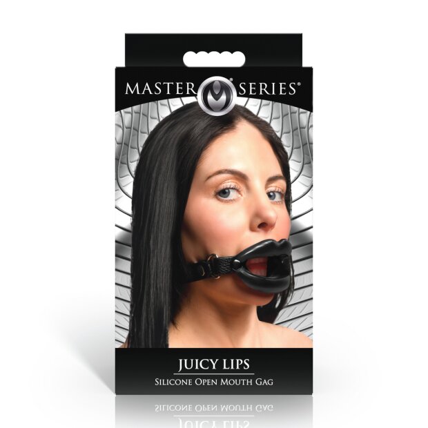 XR Brands Juicy Lips Silicone Open Mouth Gag Black