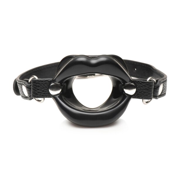 XR Brands Juicy Lips Silicone Open Mouth Gag Black