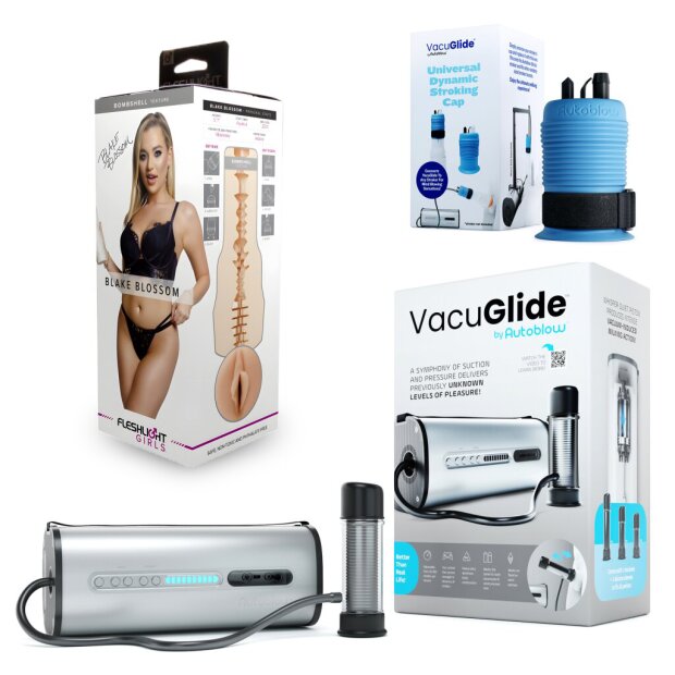 Autoblow VacuGLIDE + Masturbator Adapter + FLESHLIGHT Blake Blossom Bombshell