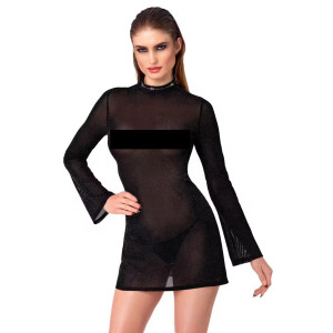 Noir Transparentes Minikleid mit Glitzer Schwarz S
