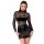 Noir Wetlook Mini Dress with Lace Black XL