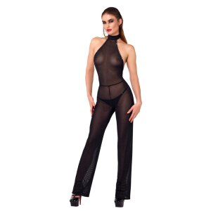 Noir Transparenter Overall mit Glitzer Schwarz L