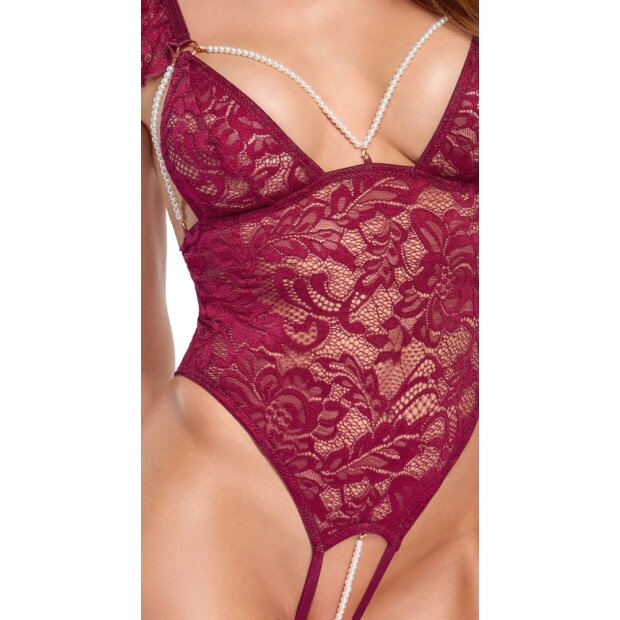 Cottelli Collection Body en Dentelle à Entrejambe Ouvert Rouge M