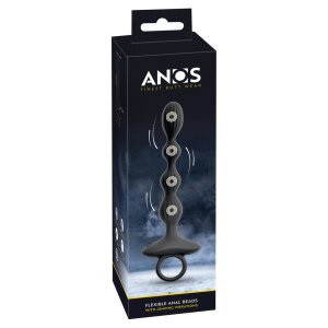 ANOS Flexible Analperlen mit Vibration Schwarz 21,1 cm...