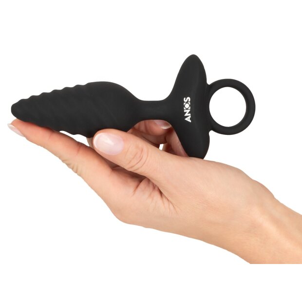 ANOS Flexible Anal Plug with Vibration Black Ø 3.4 cm