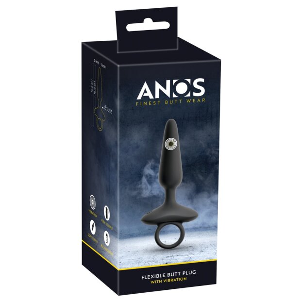 ANOS Flexible Anal Plug with Vibration Black Ø 2.6 cm