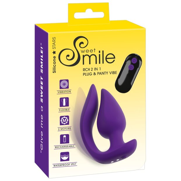 You2Toys Smile RC 2en1 Plug & Panty Vibrateur Violet 11 cm Ø 3,5 cm