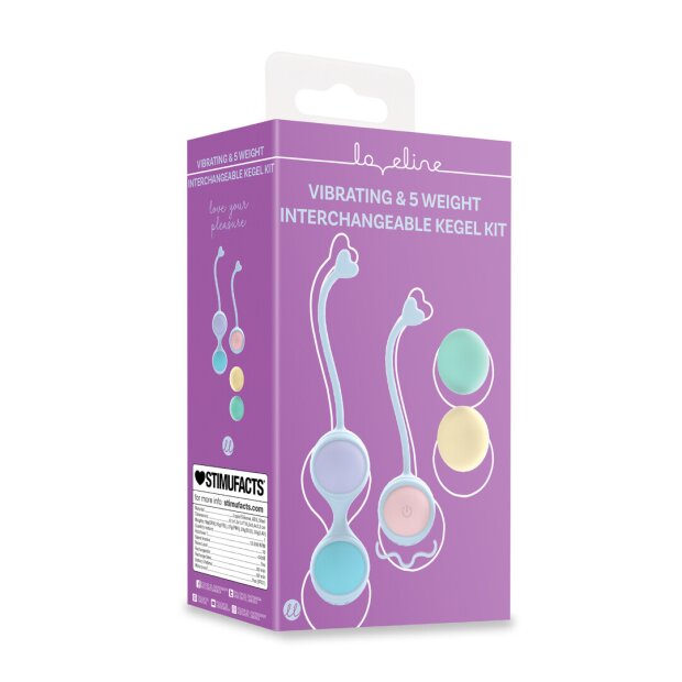 Loveline vibrating and 5 weight interchangeable kegel kit multicolor Ø 3.4 cm