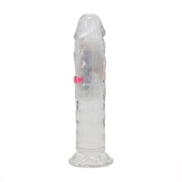 RealRock Vibrating Dildo with LED Transparent 15 cm Ø 3 cm