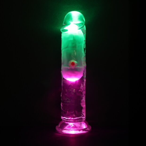 RealRock Vibrating Dildo with LED Transparent 15 cm Ø 3 cm