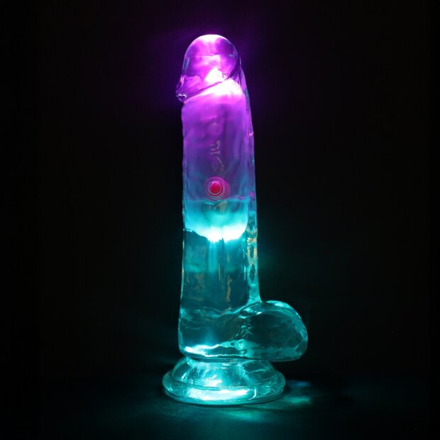 RealRock Vibrating Dildo with LED Transparent 15 cm Ø 4 cm