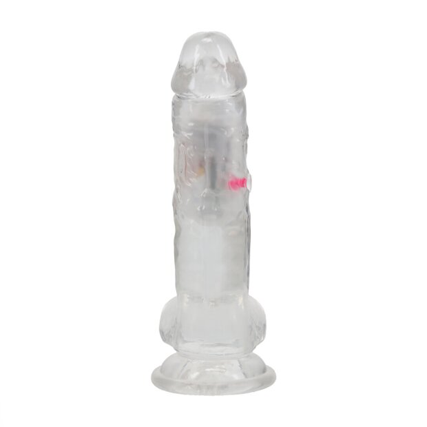 RealRock Vibrating Dildo with LED Transparent 18 cm Ø 4 cm
