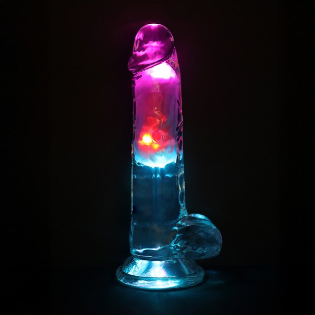 RealRock Vibrating Dildo with LED Transparent 18 cm Ø 4 cm