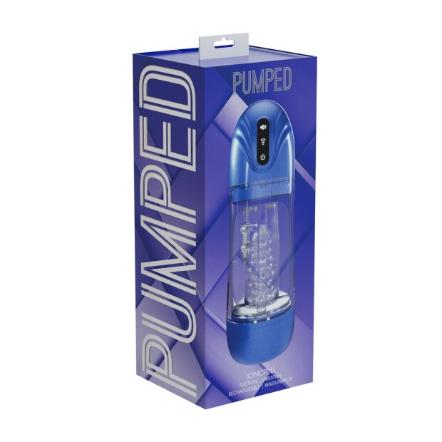 Shots SonicPull Masturbator Pump with Suction and Vibration Function Blue