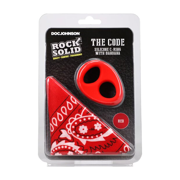 Doc Johnson The Code Silikon-Penisring mit Bandana Rot Ø 4,6 cm