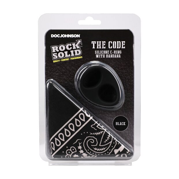 Doc Johnson The Code Silikon-Penisring mit Bandana Schwarz Ø 4,6 cm