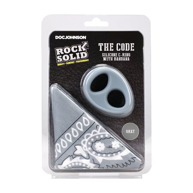 Doc Johnson The Code Silikon-Penisring mit Bandana Grau Ø 4,6 cm