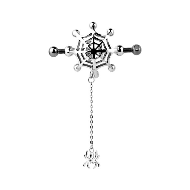 Kiotos Pinces à Mamelons Toile d’Araignée avec Chaîne Argenté