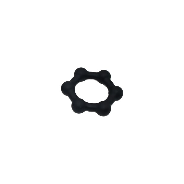 Kiotos Silicone Cock Ring with 6 Steel Balls L Black 4.2 cm