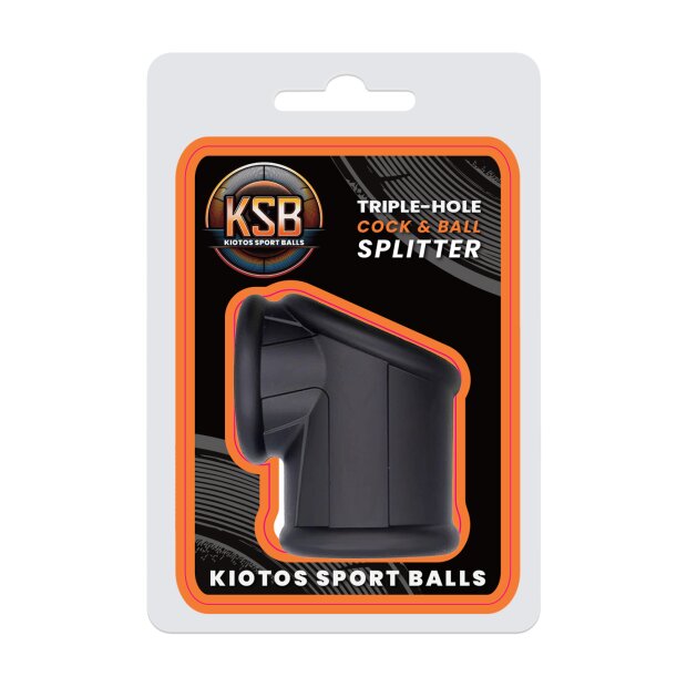 Kiotos Triple-Hole Cock & Ball Splitter Schwarz Ø 3 cm