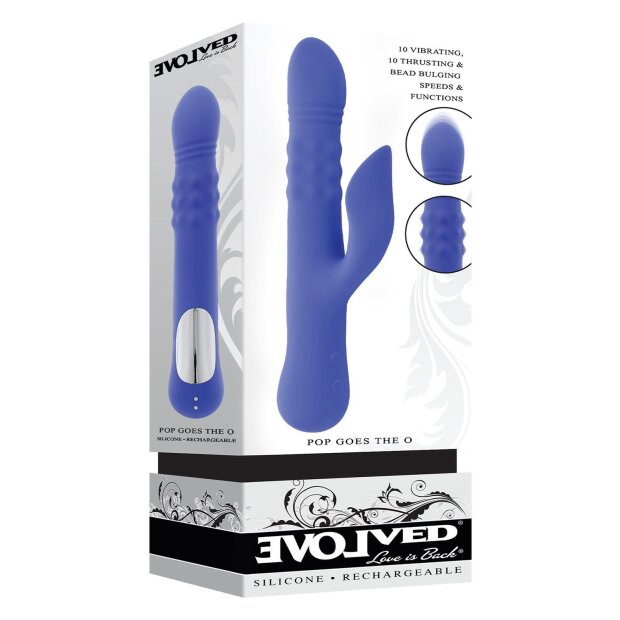 Evolved Pop Goes The O Vibrator with Clitoral Stimulation Blue 24.7 cm