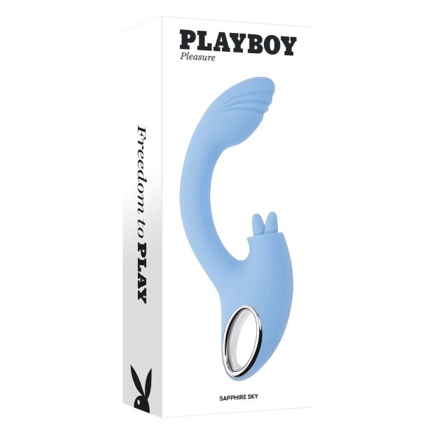 Evolved Playboy Sapphire Sky Dual Vibrator with Clitoral Stimulator Blue 21.6 cm