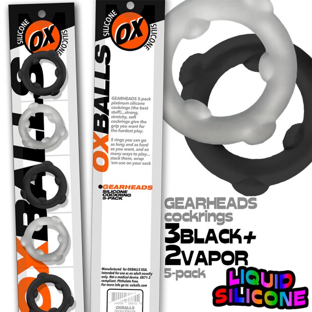 Oxballs GEARHEADS 5-Pack SPINNER Rings Black / Vapor