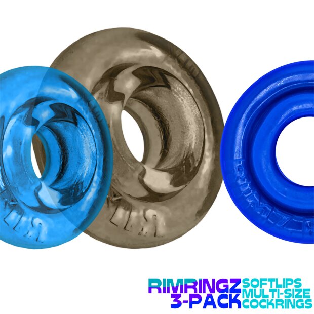 Oxballs RIMRINGZ Multi Size 3-Pack Cockrings Cool Blues