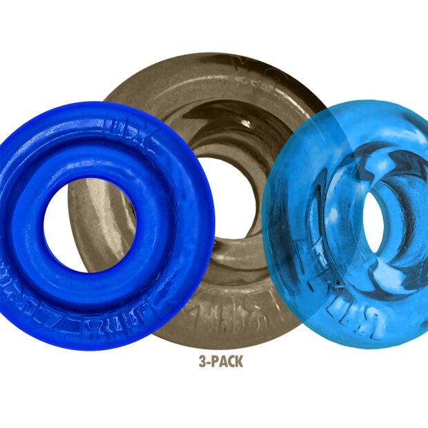 Oxballs RIMRINGZ Multi Size 3-Pack Cockrings Cool Blues
