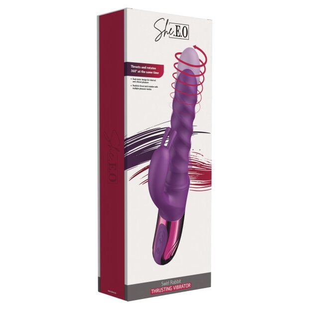 She.E.O. Swirl Thrusting Rabbit Vibrator Purple 26 cm