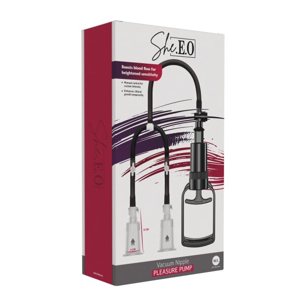 She.E.O. Vacuum Nipple Pleasure Pump Black M-L Ø 4 cm
