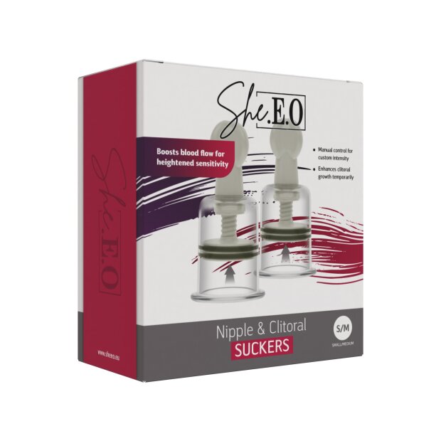 She.E.O. Nipple & Clitoral Suckers White S-M Ø 4 cm