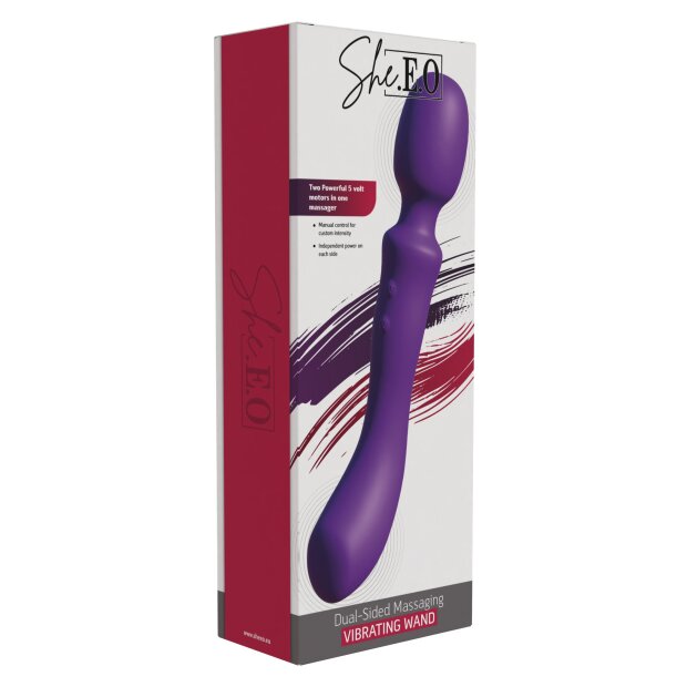 She.E.O. Dual-Sided Massaging Vibrating Wand Purple 24 cm Ø 4.3 cm
