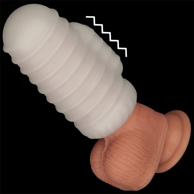 LoveToy Knights Ring Vibrating Dual Purpose Sleeve Wavy White